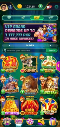 Lucky PK 777 Simple and Clean Design Guide 2026 2 Simple and Clean Design of Online casino app home screen showing slot games, VIP rewards banner, and user balance at the top.